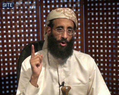 Anwar Awlaki, an Al Qaeda operative who was also a U.S. citizen, was killed in a drone strike in September 2011. He is seen, above, in a 2010 video lecture. (SITE Intelligence Group / AFP / Getty Images)