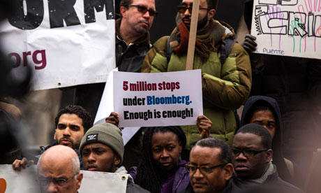 Demonstrators protest the NYPD's stop-and-frisk police outside of Manhattan federal court last month. Photograph: Lucas Jackson/Reuters