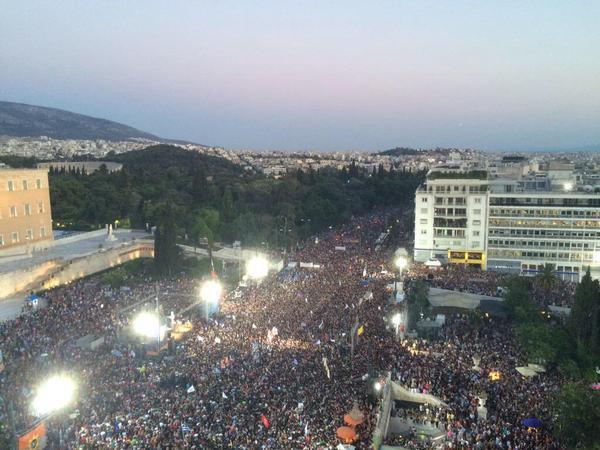 Anti-austerity demonstration before the Greek Parliament, July 3, 2015